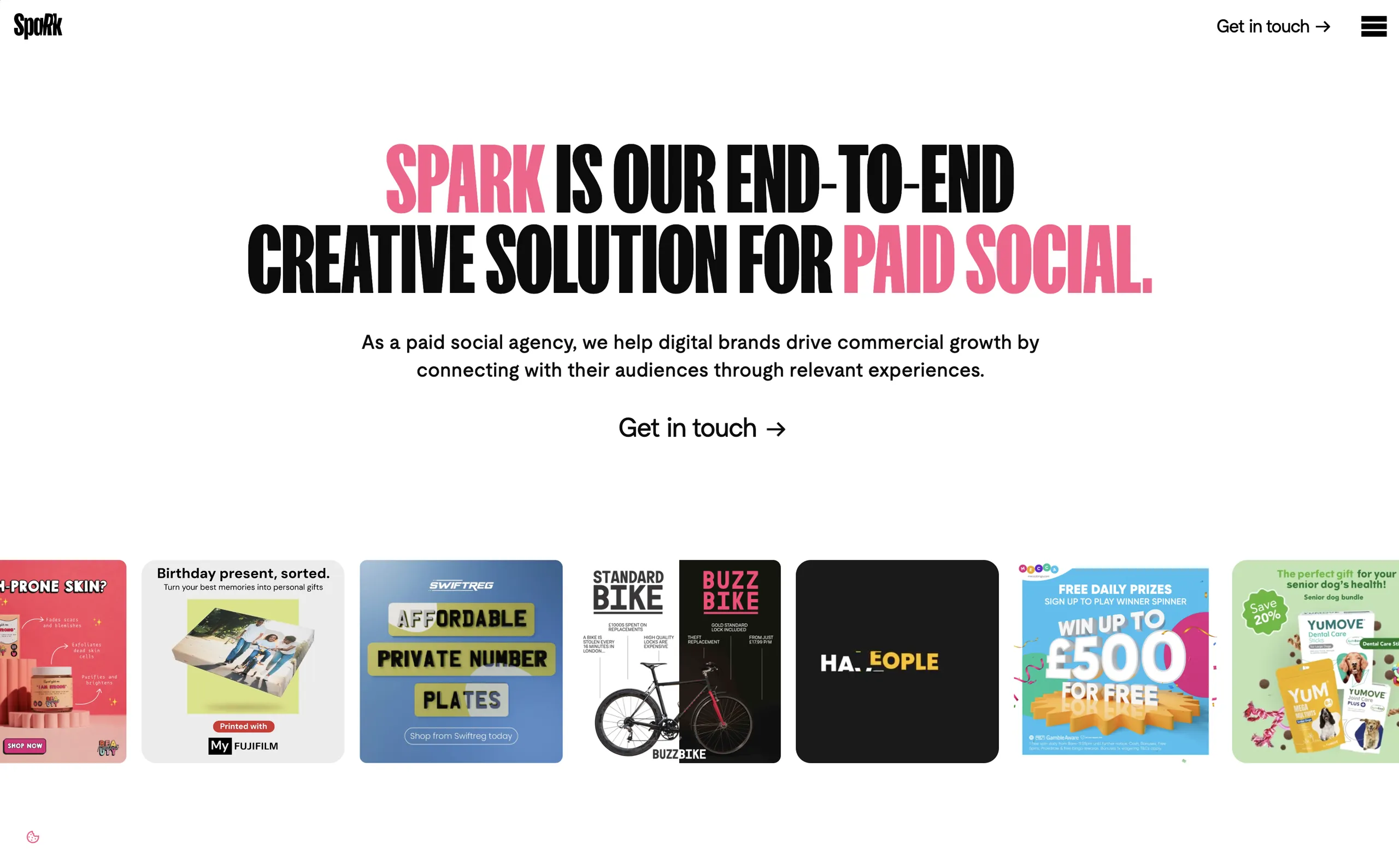 SpArk website by Sam Hills - Custom Webflow Development